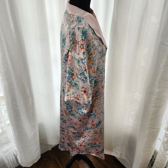 Vintage Satin Nightgown Lauren Alexandra Intimates Floral Pearl Sleep Shirt Vtg - Picture 7 of 12